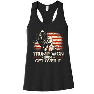 Trump Won Get Over It 2024 Election President 47th Us Flag Women's Racerback Tank