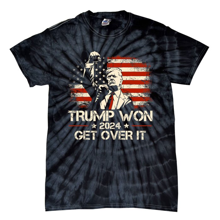 Trump Won Get Over It 2024 Election President 47th Us Flag Tie-Dye T-Shirt