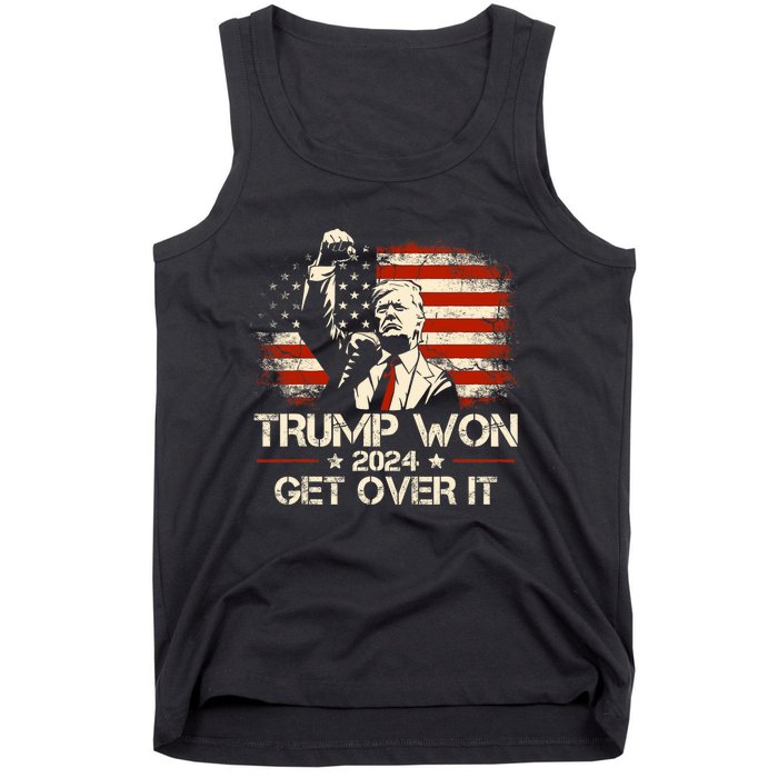 Trump Won Get Over It 2024 Election President 47th Us Flag Tank Top