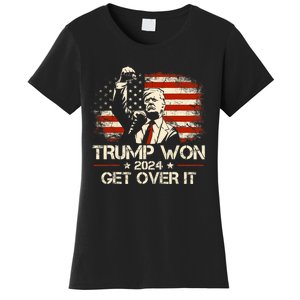 Trump Won Get Over It 2024 Election President 47th Us Flag Women's T-Shirt