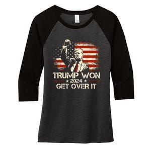 Trump Won Get Over It 2024 Election President 47th Us Flag Women's Tri-Blend 3/4-Sleeve Raglan Shirt