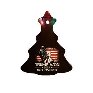 Trump Won Get Over It 2024 Election President 47th Us Flag Ceramic Tree Ornament