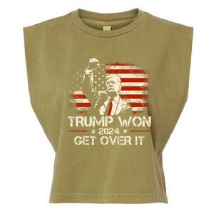 Trump Won Get Over It 2024 Election President 47th Us Flag Garment-Dyed Women's Muscle Tee