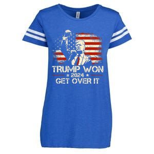 Trump Won Get Over It 2024 Election President 47th Us Flag Enza Ladies Jersey Football T-Shirt