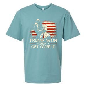 Trump Won Get Over It 2024 Election President 47th Us Flag Sueded Cloud Jersey T-Shirt