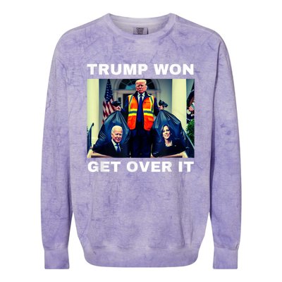 Trump Won Get Over It Maga Won Election 2024 Colorblast Crewneck Sweatshirt