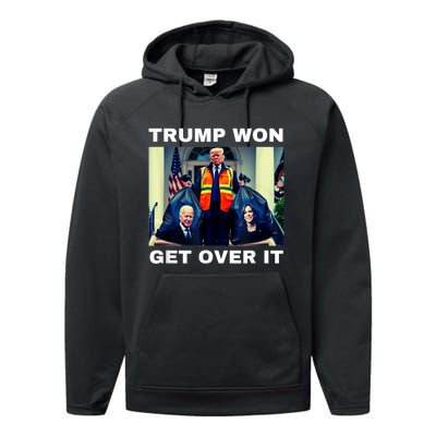 Trump Won Get Over It Maga Won Election 2024 Performance Fleece Hoodie