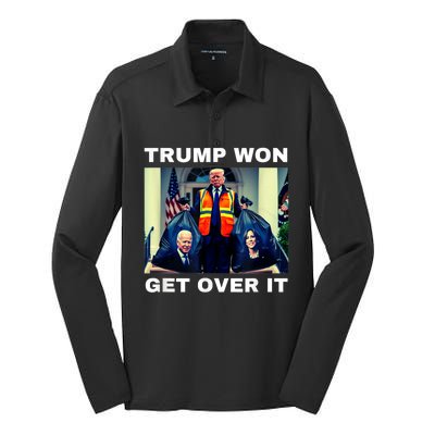 Trump Won Get Over It Maga Won Election 2024 Silk Touch Performance Long Sleeve Polo