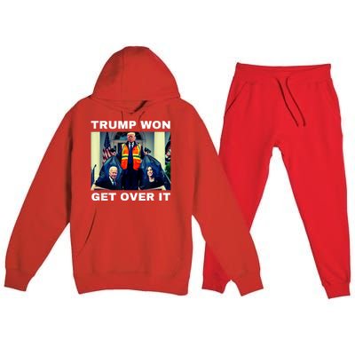 Trump Won Get Over It Maga Won Election 2024 Premium Hooded Sweatsuit Set