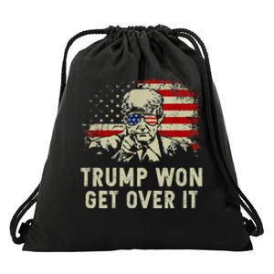 Trump Won Get Over It Patriotic Pro Trump Anti Kamala Drawstring Bag