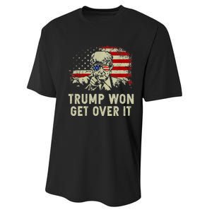 Trump Won Get Over It Patriotic Pro Trump Anti Kamala Performance Sprint T-Shirt