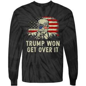 Trump Won Get Over It Patriotic Pro Trump Anti Kamala Tie-Dye Long Sleeve Shirt