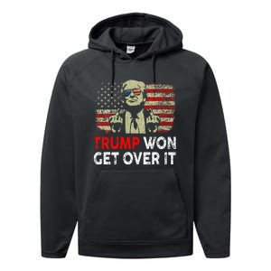 Trump Won Get Over It Patriotic Pro Trump Anti Kamala Performance Fleece Hoodie