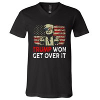 Trump Won Get Over It Patriotic Pro Trump Anti Kamala V-Neck T-Shirt