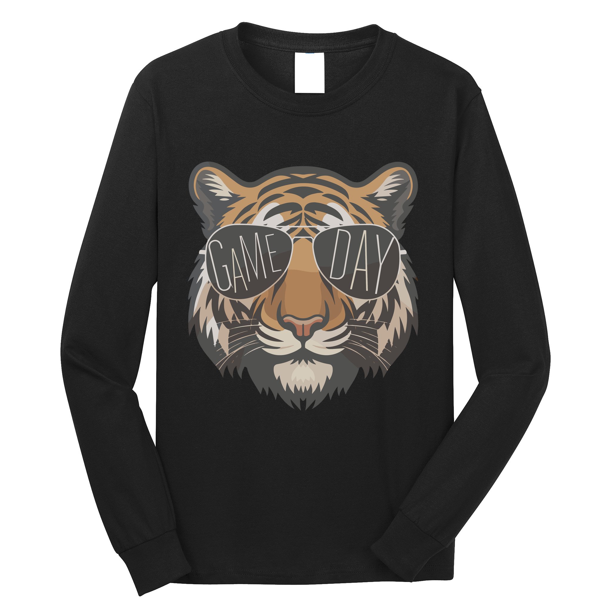 Tigers With Game Day Glasses Game Day Mascot Long Sleeve Shirt