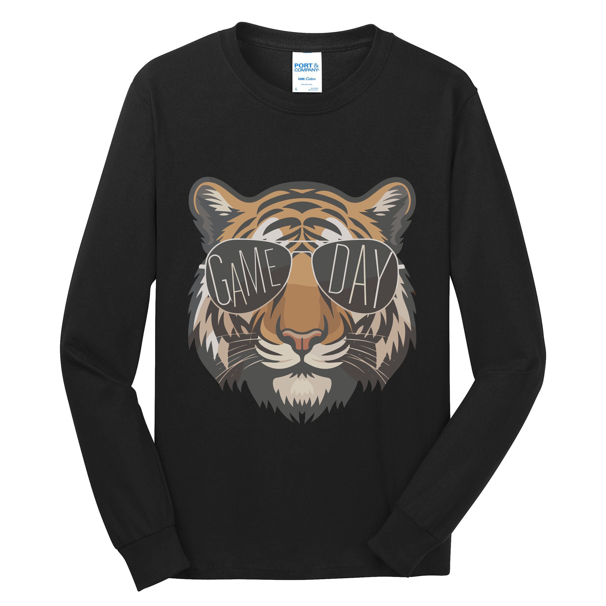 Tigers With Game Day Glasses Game Day Mascot Tall Long Sleeve T-Shirt