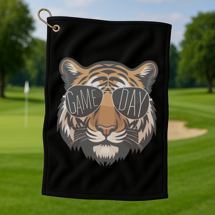 Tigers With Game Day Glasses Game Day Mascot Golf Towel
