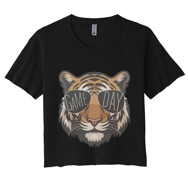 Tigers With Game Day Glasses Game Day Mascot Crop Top