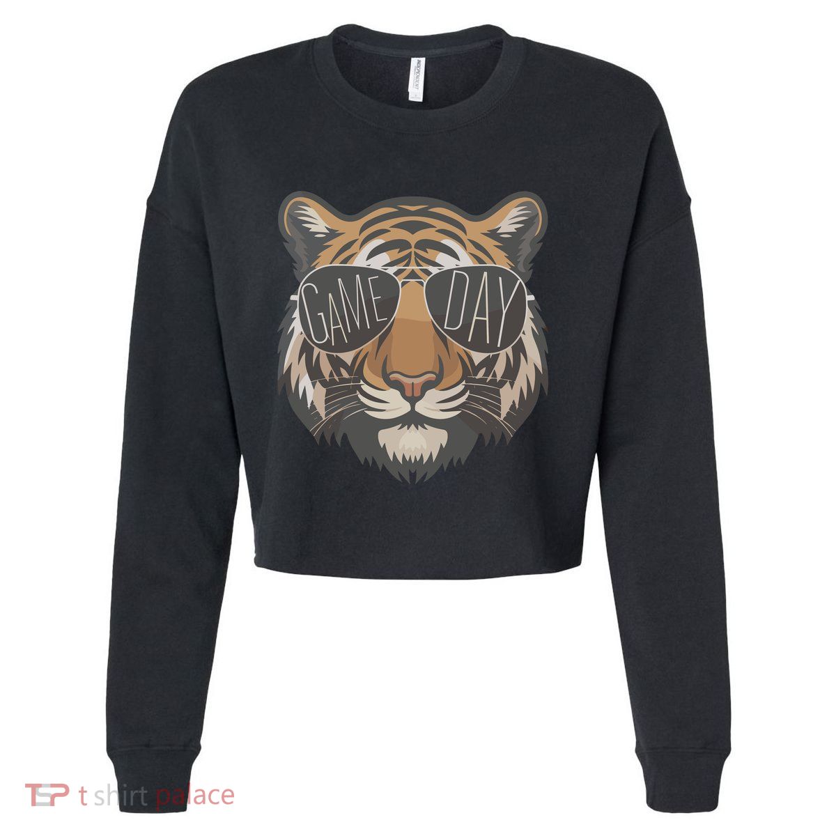 Tigers With Game Day Glasses Game Day Mascot Cropped Pullover Crew
