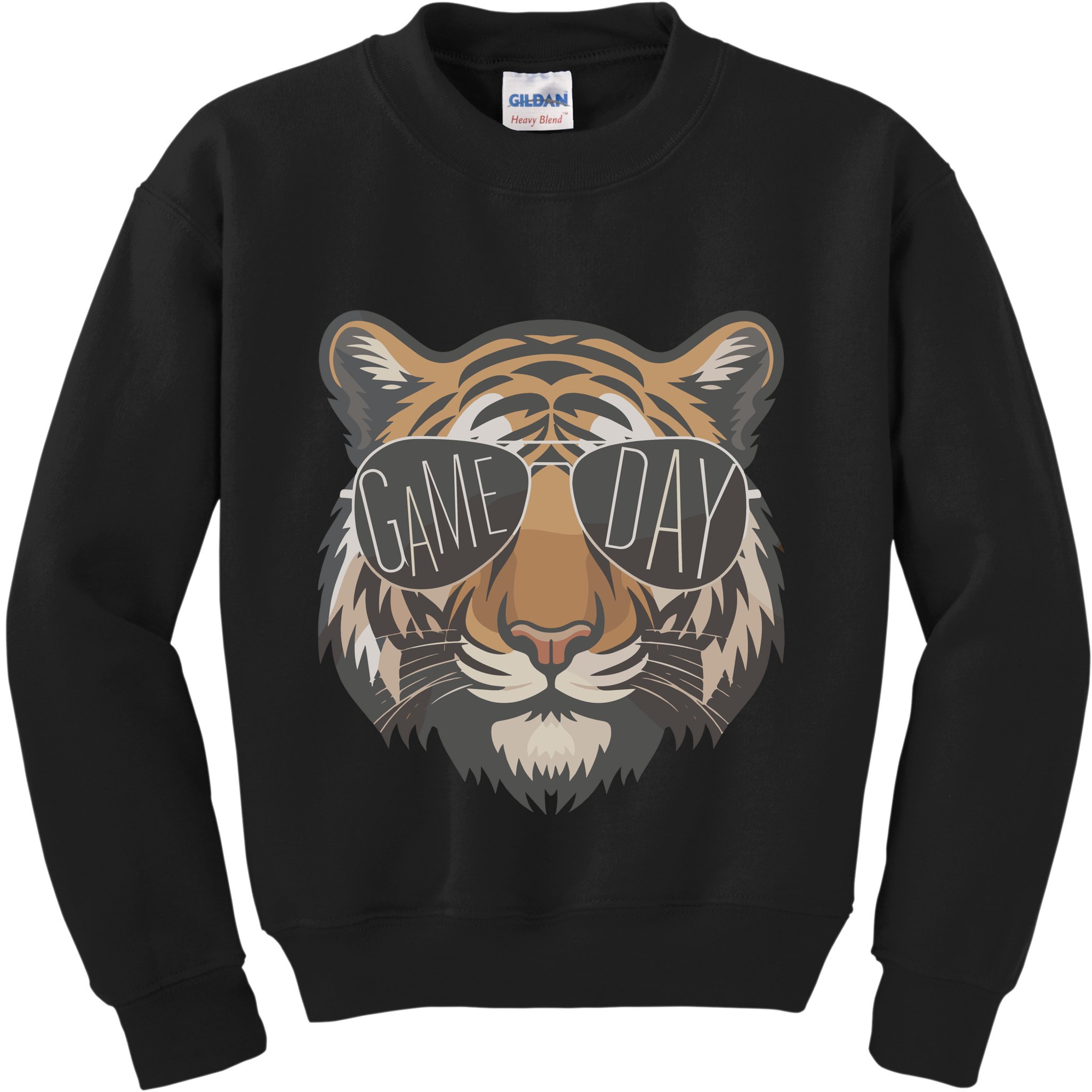 Tigers With Game Day Glasses Game Day Mascot Kids Sweatshirt
