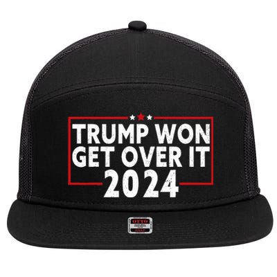 Trump Won Get Over It 2024 7 Panel Mesh Trucker Snapback Hat