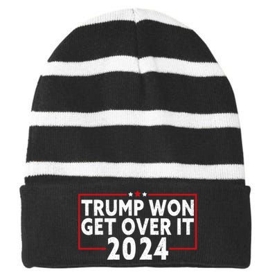 Trump Won Get Over It 2024 Striped Beanie with Solid Band