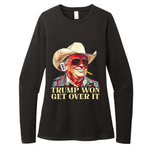 Trump Won Get Over It 2024 Funny Western Trump Cowboy Womens CVC Long Sleeve Shirt