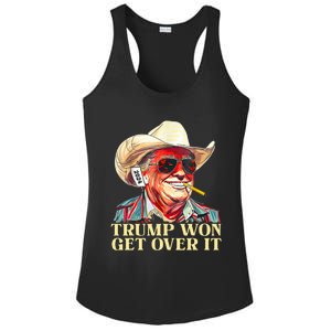 Trump Won Get Over It 2024 Funny Western Trump Cowboy Ladies PosiCharge Competitor Racerback Tank