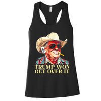 Trump Won Get Over It 2024 Funny Western Trump Cowboy Women's Racerback Tank