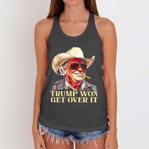 Trump Won Get Over It 2024 Funny Western Trump Cowboy Women's Knotted Racerback Tank