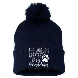 The WorldS Greatest Dog Grandma Pom Pom 12in Knit Beanie