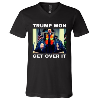 Trump Won Get Over It Maga Won Election 2024 V-Neck T-Shirt