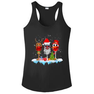 Three Wine Glasses Santa Hat Christmas Funny Wine Lover Xmas Gift Ladies PosiCharge Competitor Racerback Tank