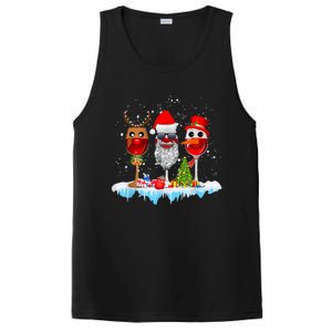 Three Wine Glasses Santa Hat Christmas Funny Wine Lover Xmas Gift PosiCharge Competitor Tank