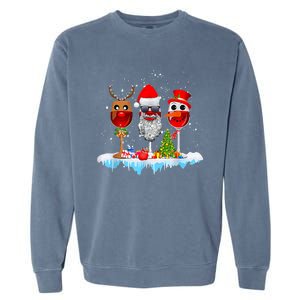 Three Wine Glasses Santa Hat Christmas Funny Wine Lover Xmas Gift Garment-Dyed Sweatshirt