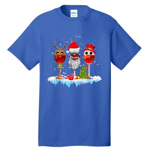 Three Wine Glasses Santa Hat Christmas Funny Wine Lover Xmas Gift Tall T-Shirt