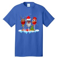 Three Wine Glasses Santa Hat Christmas Funny Wine Lover Xmas Gift Tall T-Shirt