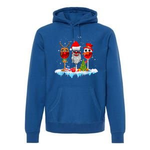 Three Wine Glasses Santa Hat Christmas Funny Wine Lover Xmas Gift Premium Hoodie