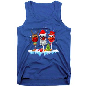 Three Wine Glasses Santa Hat Christmas Funny Wine Lover Xmas Gift Tank Top