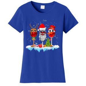 Three Wine Glasses Santa Hat Christmas Funny Wine Lover Xmas Gift Women's T-Shirt