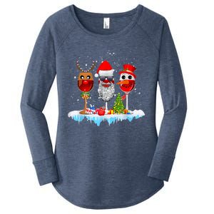 Three Wine Glasses Santa Hat Christmas Funny Wine Lover Xmas Gift Women's Perfect Tri Tunic Long Sleeve Shirt