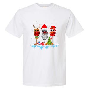 Three Wine Glasses Santa Hat Christmas Funny Wine Lover Xmas Gift Garment-Dyed Heavyweight T-Shirt