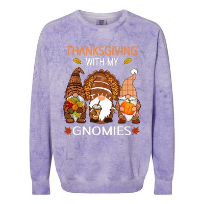 Thanksgiving Women Gnome Fall Leopard Turkey Colorblast Crewneck Sweatshirt