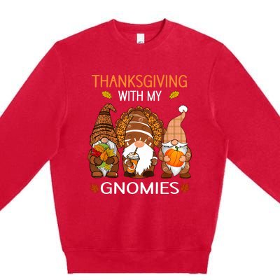 Thanksgiving Women Gnome Fall Leopard Turkey Premium Crewneck Sweatshirt