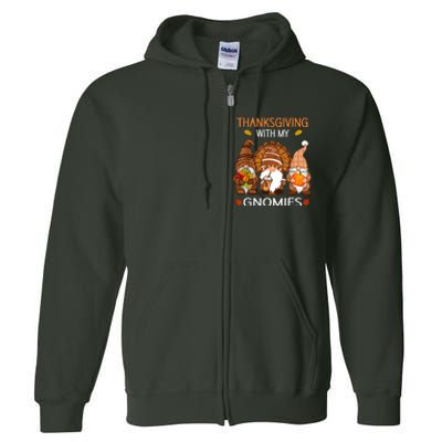 Thanksgiving Women Gnome Fall Leopard Turkey Full Zip Hoodie