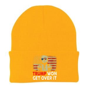 Trump Won Get Over It Patriotic Pro Trump Anti Kamala Funny Knit Cap Winter Beanie