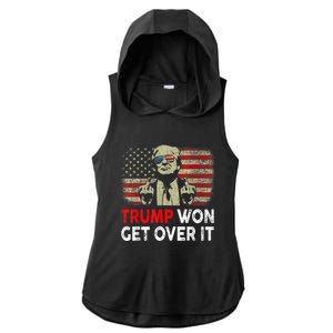 Trump Won Get Over It Patriotic Pro Trump Anti Kamala Funny Ladies PosiCharge Tri-Blend Wicking Draft Hoodie Tank