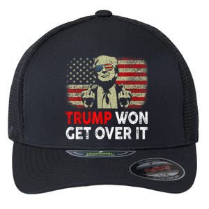 Trump Won Get Over It Patriotic Pro Trump Anti Kamala Funny Flexfit Unipanel Trucker Cap