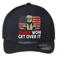 Trump Won Get Over It Patriotic Pro Trump Anti Kamala Funny Flexfit Unipanel Trucker Cap