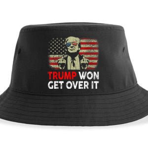 Trump Won Get Over It Patriotic Pro Trump Anti Kamala Funny Sustainable Bucket Hat